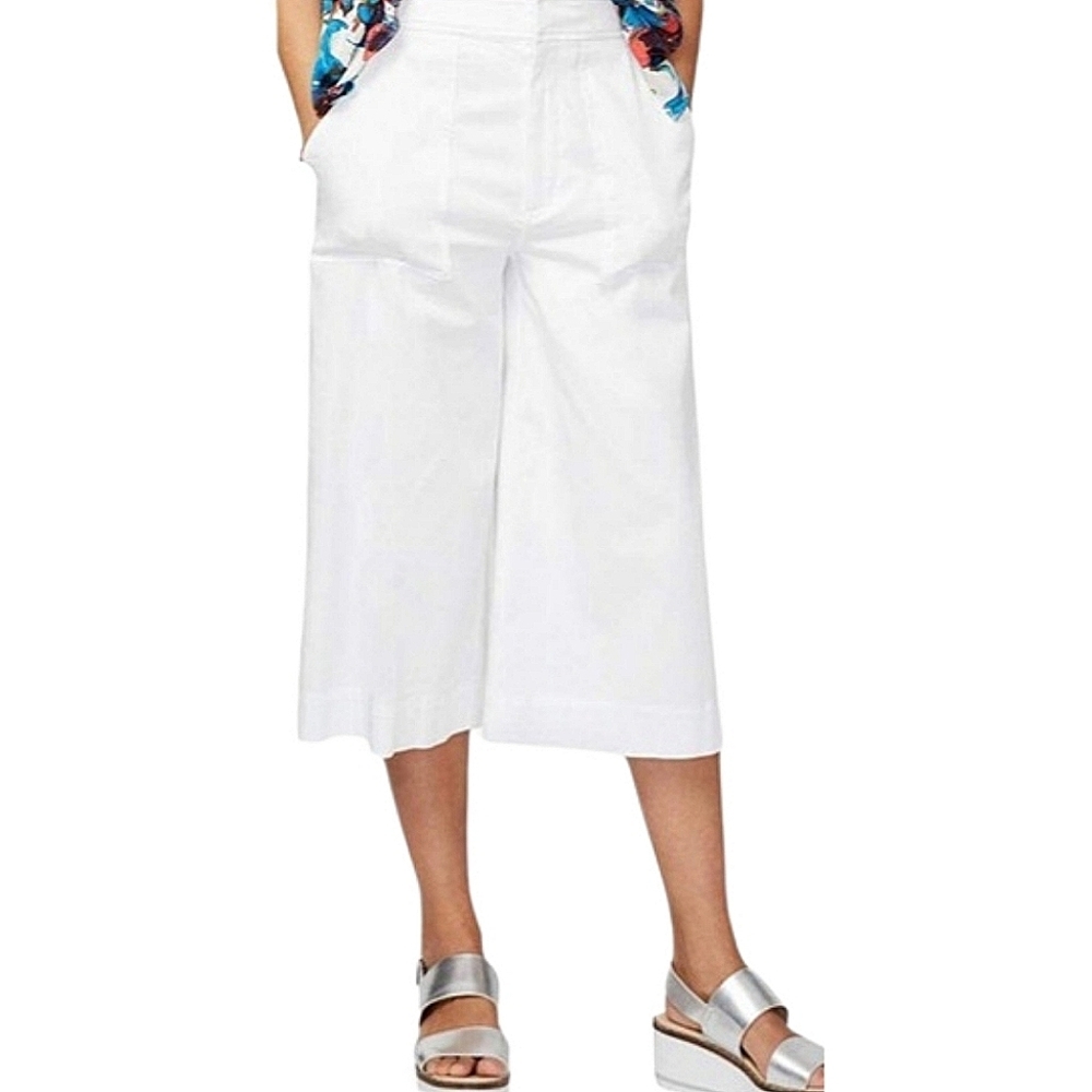 Rachel Rachel Roy Wide Leg Cropped Pants Deep Patch Pockets Gaucho Casual